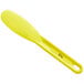 A yellow plastic sandwich spreader with a smooth paddle and a handle.