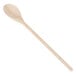 A close-up of a Tablecraft beechwood wooden spoon with a long handle.