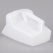 A white plastic wall mount container with a handle and scoop guard.