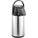 An Acopa stainless steel airpot with black accents.