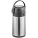 An Acopa stainless steel airpot with black and silver accents.