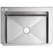 A silver rectangular stainless steel Regency mop sink with a notched front.