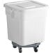A white plastic Baker's Mark ingredient storage bin with wheels and a lid.
