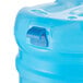 A close up of a blue San Jamar Saf-T-Ice polypropylene container with a lid.