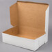 A 14" x 10" x 4" white cardboard bakery box with a brown lid.