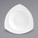 A white porcelain bowl with a triangle shape on the rim.
