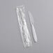 A Visions clear heavy weight plastic knife individually wrapped in clear plastic.