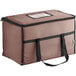 A brown Choice insulated food delivery bag with black straps and a zipper.
