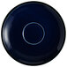 An Acopa Keystone Azora Blue stoneware saucer with a white rim.