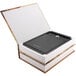 A black Barska Paris and London dual book steel security box with a lock inside.