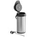 An Acopa stainless steel decaf airpot with a black lid and push button.