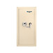 A cream-colored Barska steel recessed wall cabinet safe with a key lock.