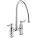 A silver Waterloo deck-mount faucet with two handles and a 10" gooseneck spout.