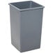 A Continental gray rectangular trash can with a square top.