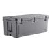 A gray CaterGator outdoor cooler with black handles.