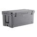 A grey CaterGator outdoor cooler with black handles.