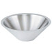 A silver Vollrath conical serving bowl.