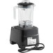 A black AvaMix commercial blender with a clear Tritan plastic jar and a cord.