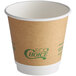 An EcoChoice double wall Kraft paper hot cup with a brown and white design.