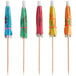 A group of Choice drink umbrellas with assorted colors on a white background.