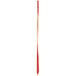 A red bamboo skewer with a twisted end.