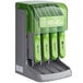 A green and grey Preserve Multi-Utensil Cutlery Dispenser with green handles.