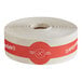 A roll of white paper with red TamperSafe drink labels.