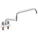 A Regency chrome deck-mount faucet with two handles and an 18" double-jointed spout.