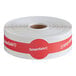 A roll of white tape with red TamperSafe labels with the words "Tapersafe" on it.