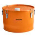An orange Fryclone utility pail with a white lid.