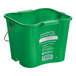 A green San Jamar bucket with a handle and white text.