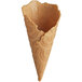 A close-up of a brown Konery gingerbread waffle cone.