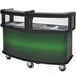 A black and green Cambro vending cart with clear windows on top.