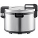 An Avantco stainless steel rice cooker with a lid.