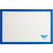 A white and blue rectangular baking mat with a blue border.