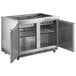 An Avantco stainless steel refrigerated salad bar with two glass doors.