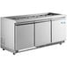 An Avantco stainless steel refrigerated salad bar with three doors.