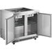 An Avantco stainless steel refrigerated salad bar with two doors.