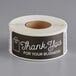 A roll of TamperSafe paper labels with white text that says "Thank You For Your Business"