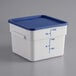 A white square Choice food storage container with a blue lid.