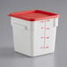 A white square Choice food storage container with red lid.