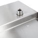 A stainless steel underbar mount beer drip tray with a metal nut and bolt.