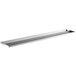 A stainless steel rectangular shelf with a long handle.