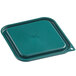 A green square Carlisle polypropylene container lid.