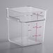 A Carlisle clear square plastic food storage container.