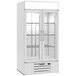 A white Beverage-Air MarketMax merchandising refrigerator with glass doors.