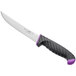 A Schraf utility knife with a purple and black handle.