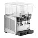 A white Vollrath refrigerated beverage dispenser with two clear containers.
