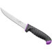 A Schraf serrated utility knife with a purple handle and black blade.
