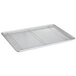A Baker's Mark stainless steel footed wire cooling rack on a full size sheet pan.